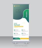 Admission open roll up banner design template or standee x banner layout template vector
