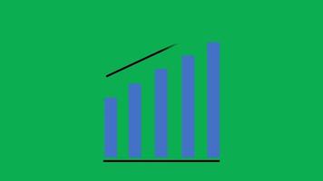Animé illustration de statistique courbe vert écran avec en haut La Flèche montrant augmenter dans bien entreprise. adapté pour placement dans affaires et la finance contenu. video