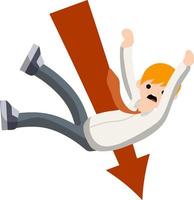 Man fall down. frightened guy in distress. Problem and failure. Cartoon flat illustration. vector