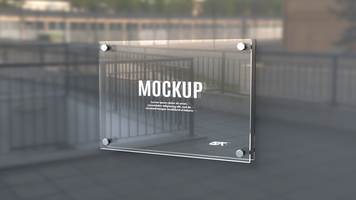 Glass signage board mockup psd