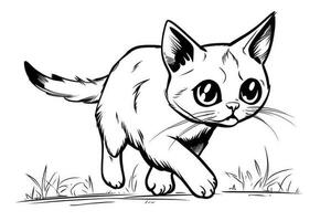 Cute Cartoon Kitten Cat outlined for coloring book isolated on a white background. photo