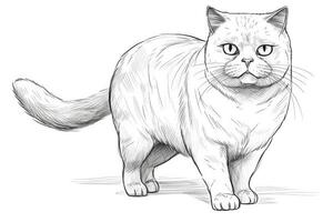 Cute Cartoon Kitten Cat outlined for coloring book isolated on a white background. photo