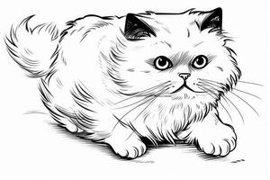 linda dibujos animados gatito gato resumido para colorante libro aislado en un blanco antecedentes. generativo ai foto