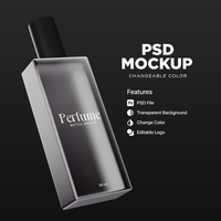 3D Rendering Perfume Glass Bottle Mockup PSD