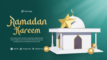 3D Rendering Ramadan Kareem Social Media Post psd