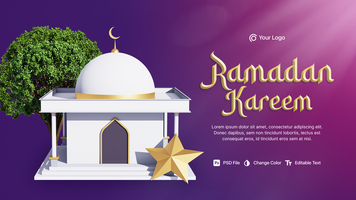 3D Rendering Ramadan Kareem Social Media Post psd