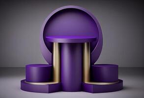 Purple round podium. 3d render abstract minimal geometric composition. photo