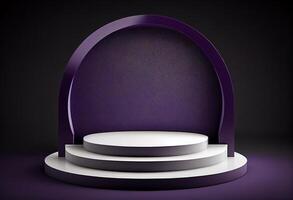 Purple round podium. 3d render abstract minimal geometric composition. photo