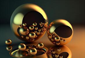 3d render of spheres. Abstract background with gold and silver balls. photo