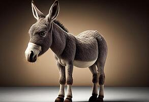 Donkey isolated on a brown background. 3d render illustration. photo