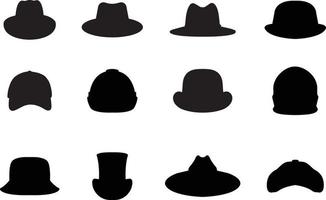 un colección de frente ver sombreros vector