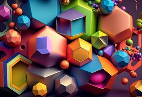 3d illustration of abstract geometric composition with polygonal shapes. photo