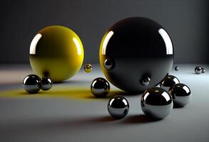 Abstract background with black and white spheres. 3d render illustration. photo