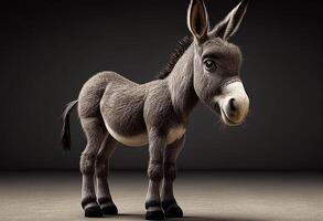 Donkey isolated on a brown background. 3d render illustration. photo