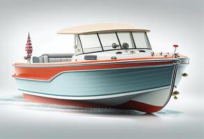 Luxury boat on a white background. 3d rendering. photo