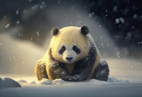 Red Panda Ailurus fulgens in the snow photo