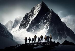 Hikers walking in the mountains. 3D Rendering Elements of this image furnished by NASA photo