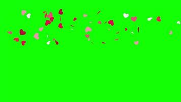 love heart confetti green screen background video