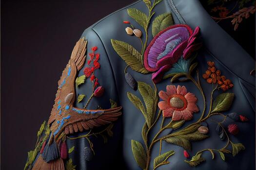 illustration of multicolor ethnic hand embroidery pattern design photo