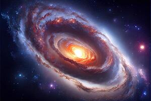 illustration of Milky Way Galaxy colliding with Andromeda Galaxy, universal and outer space photo