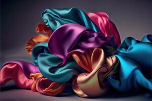 illustration of soft silk colorful fabric, texture and background photo