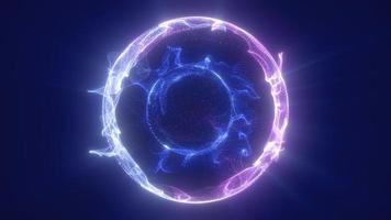 Abstract blue looped energy particle sphere glowing electric magical futuristic high-tech space, 4k video, 60 fps video