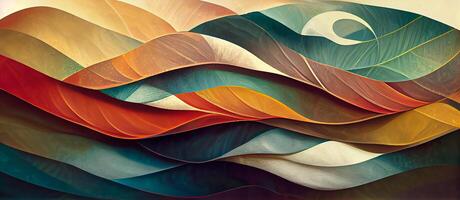 illustration of abstract flat colorful stripes geometric background, surreal waves and curve flowing as wallpaper background illustration photo