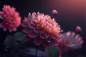 illustration of flowers concept art. Chinese digital art, style and background. Retro texture. Close focus. photo