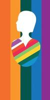 lgbt pride day and month vertical background with colors heart and person vector