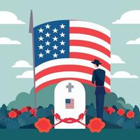 human in the cemetery during memorial day vector