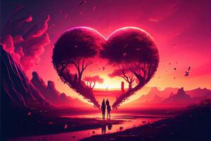 illustration of Valentine day background, love, romantic concept, heart shape. Neural network generated art. Digitally generated image. Not based on any actual scene or pattern. photo