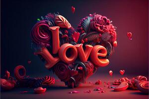 illustration of Valentine day background, love, romantic concept, heart shape. Neural network generated art. Digitally generated image. Not based on any actual scene or pattern. photo