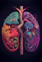 generativo ai ilustración de un visualmente maravilloso y intrincado ilustración de el anatomía de vida foto