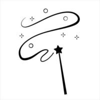 Magic wand with star. Wizard tool. Miracle symbols and Wizard stick. Fairytale rod vector