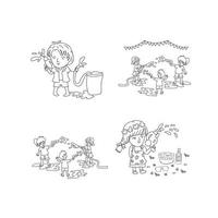 happy songkran festival line art vector