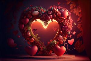 illustration of Valentine day background, love, romantic concept, heart shape. Neural network generated art. Digitally generated image. Not based on any actual scene or pattern. photo