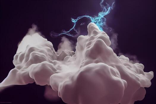 illustration of White curve fog, smoke, clouds, fire and dark background with spotlight. Abstract illustration art. Pattern texture, use for ad, poster and template, business.Digital art photo