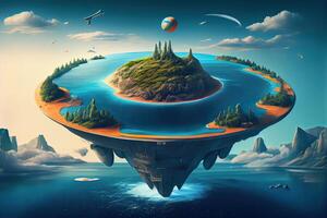 illustration of a secrets of flat earth, with continents photo