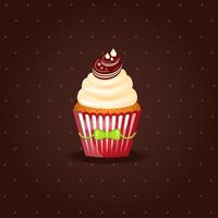 Vintage retro cupcake with cream and cookies vector