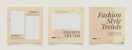 social media template banner fashion sale promotion in khaki brown color vector