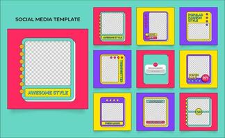 social media template banner fashion sale promotion in retro colorful color vector