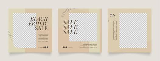 social media template banner fashion sale promotion in khaki brown color vector