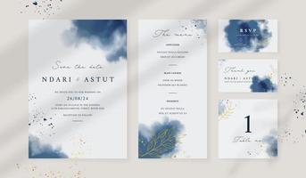 Abstract watercolor wedding invitation template. set of wedding stationery. luxury card and poster background. vector