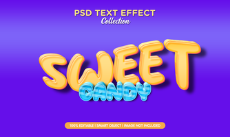 sweet candy cartoon text effect template psd