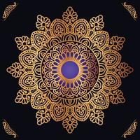 lujo mandala diseño con dorado adornos en negro antecedentes título para islámico diseño vector