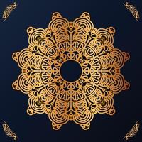 Luxury mandala design with golden ornaments on black background Title for islamic design vector