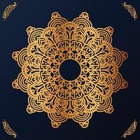 lujo mandala diseño con dorado adornos en negro antecedentes título para islámico diseño vector