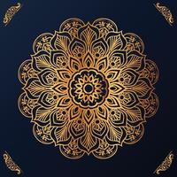 lujo mandala diseño con dorado adornos en negro antecedentes título para islámico diseño vector