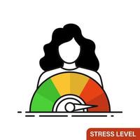 Measuring the level of stress. Icon with girl and indicator vector