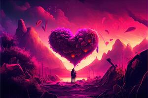 illustration of Valentine day background, love, romantic concept, heart shape. Neural network generated art. Digitally generated image. Not based on any actual scene or pattern. photo